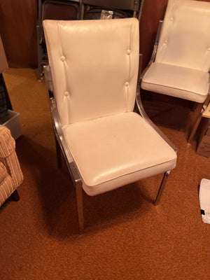 Superior Chrome Furniture Co. White Faux Leather Chairs (*6 Available)