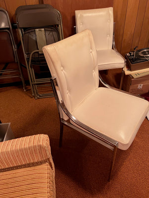 Superior Chrome Furniture Co. White Faux Leather Chairs (*6 Available)