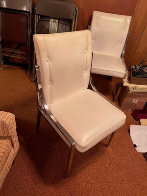 Superior Chrome Furniture Co. White Faux Leather Chairs (*6 Available)