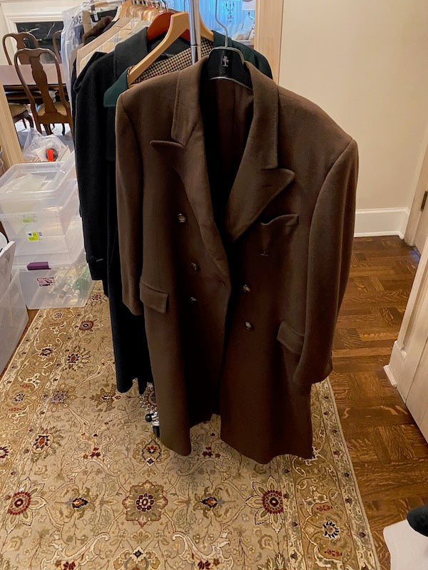 Men's 100% Cashmere Brown Pea Coat from Perry's by Ing Loro Piana & C