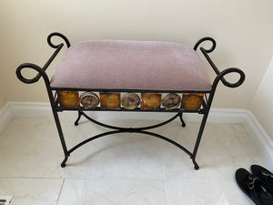 Small Bench- Upholstered Seat, Metal Framed