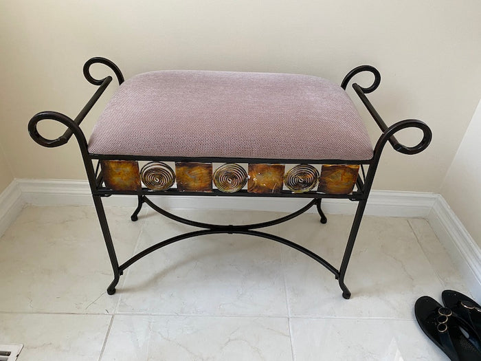 Small Bench- Upholstered Seat, Metal Framed