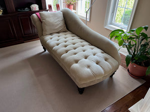 Beige Upholstered Tufted Fainting Couch