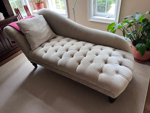 Beige Upholstered Tufted Fainting Couch