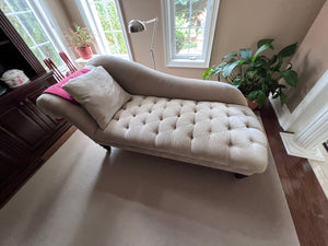 Beige Upholstered Tufted Fainting Couch