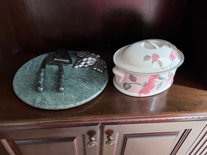 Cheese Board & Lidded Dish Lot