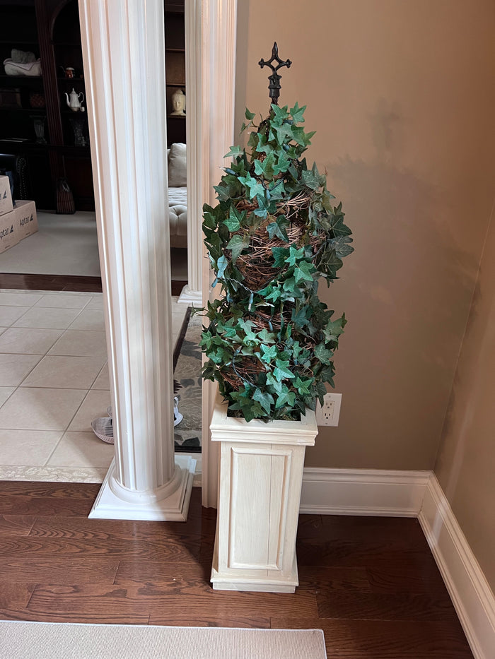 Pair of Faux Plants w/Wood Stands (& lights)