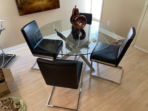 4 Black Faux Leather Chairs (*Table NOT Included)