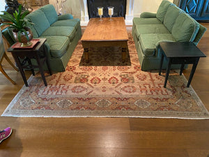 Beige & Red Wool Rug Handmade in Pakistan from ELTE- 9ft x 12ft