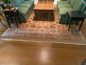 Beige & Red Wool Rug Handmade in Pakistan from ELTE- 9ft x 12ft