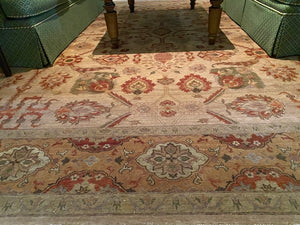 Beige & Red Wool Rug Handmade in Pakistan from ELTE- 9ft x 12ft