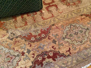 Beige & Red Wool Rug Handmade in Pakistan from ELTE- 9ft x 12ft