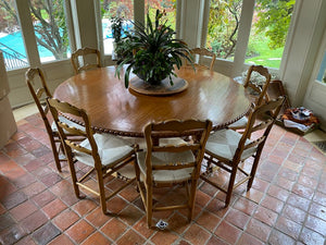 Custom Made Solid Wood Round Dining Table + 8 Chairs