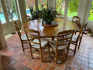 Custom Made Solid Wood Round Dining Table + 8 Chairs