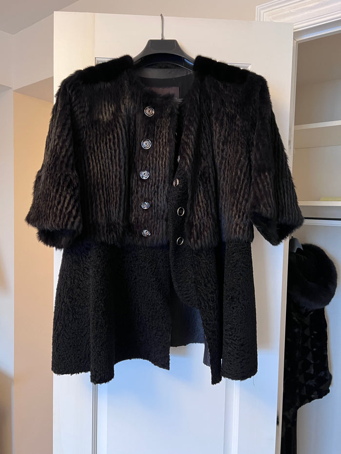 Women's Fur/Lamb's Wool/ Leather 3/4 Coat