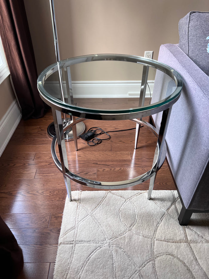 Round Glass Top Chrome Side Table