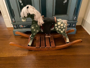 Vintage Wood Rocking Horse with Saddle and Stirrups