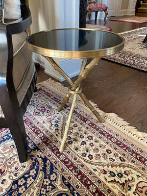 "GLOBAL VIEWS" TWIG TABLE-BRASS & BLACK MARBLE
