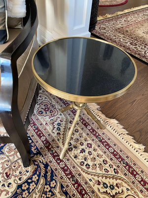 "GLOBAL VIEWS" TWIG TABLE-BRASS & BLACK MARBLE