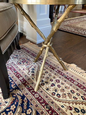 "GLOBAL VIEWS" TWIG TABLE-BRASS & BLACK MARBLE
