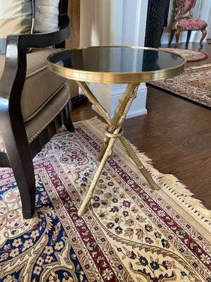 "GLOBAL VIEWS" TWIG TABLE-BRASS & BLACK MARBLE