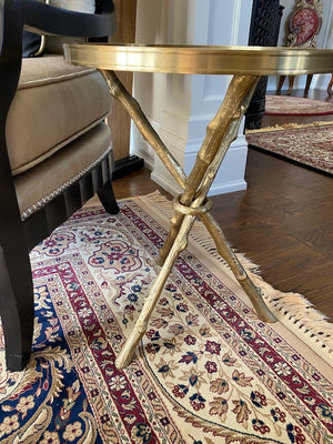 "GLOBAL VIEWS" TWIG TABLE-BRASS & BLACK MARBLE