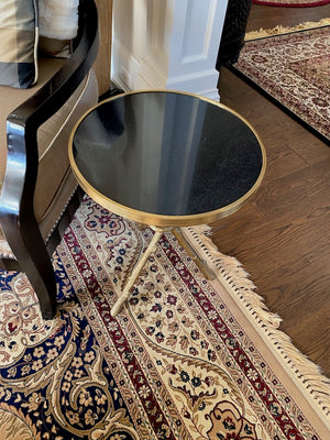 "GLOBAL VIEWS" TWIG TABLE-BRASS & BLACK MARBLE