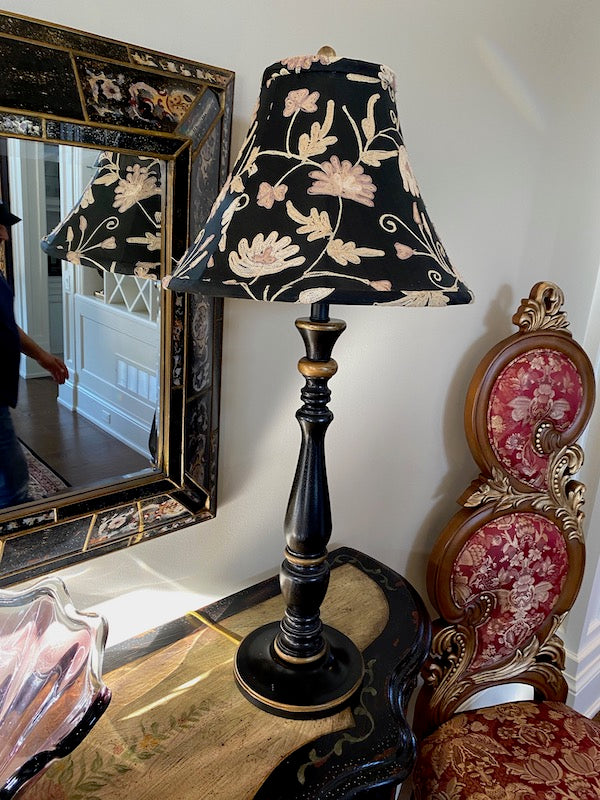 Black Floral Shade Table Lamp