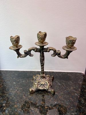 Small Brass 3-Light Candelabra