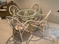 Bamboo Style White Glass Top Table + 4 Chairs