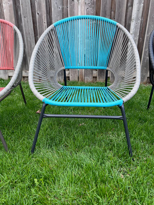 StyleWell Mix and Match Wicker Egg Patio Chair- Blue