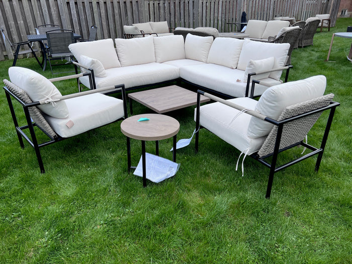 5 Piece Set- Sectional Sofa, 2 Armchairs, Coffee Table, Side Table