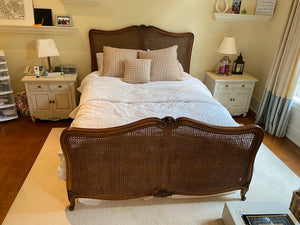 Vintage Cane, Queen Wood Bed Frame