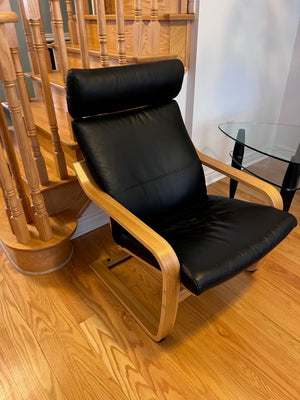 IKEA Poang Chair, Black Faux Leather (discontinued in stores)