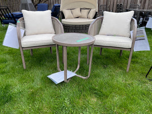 2 Tan Chairs Chairs + Side Table