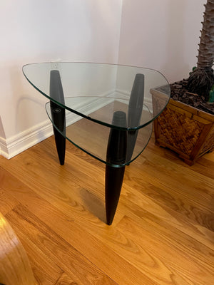 BDI by Bill Becker CONTEMPORARY TRIANGULAR GLASS END TABLE