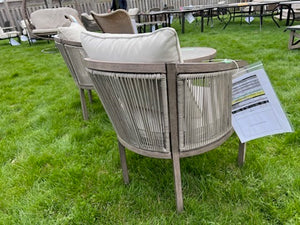 2 Tan Chairs Chairs + Side Table