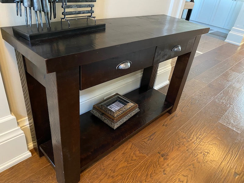 Mennonite Mission Made Dark Brown Console Table Sell My Stuff Canada Canada s Content and Estate Sale Specialists