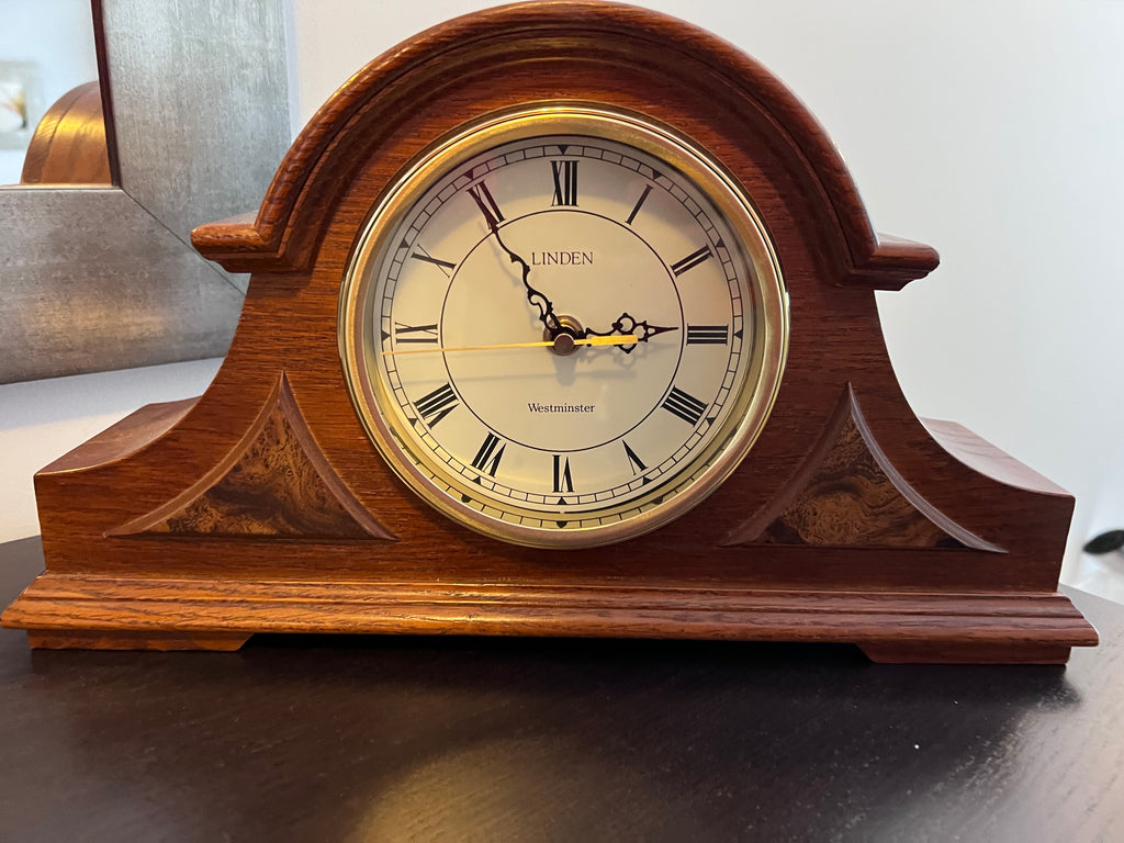 Linden Westminster Mantel Clock, Battery Operated