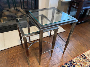 2 Silver & Glass Nesting Tables