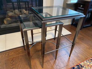 2 Silver & Glass Nesting Tables