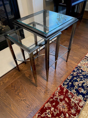2 Silver & Glass Nesting Tables