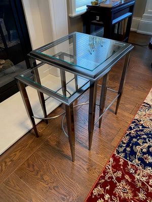 2 Silver & Glass Nesting Tables