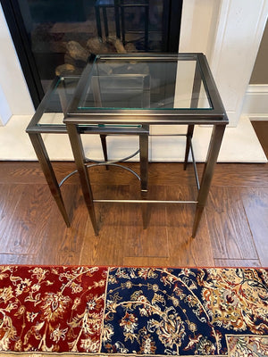 2 Silver & Glass Nesting Tables
