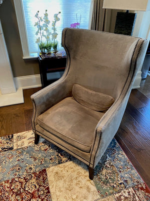 "Bernhardt Interiors" Brown Suede High Back Chair
