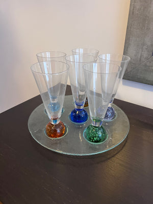 Vintage Bubble Ball Glasses on Tray