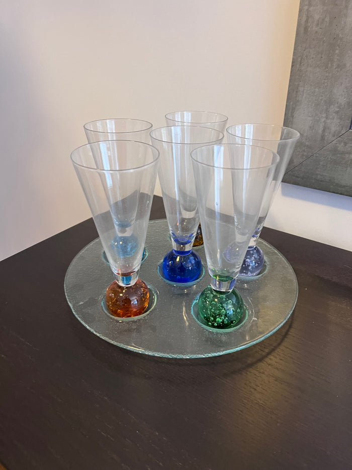 Vintage Bubble Ball Glasses on Tray