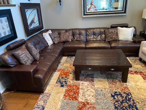 Large Brown Leather Sectional Sofa
