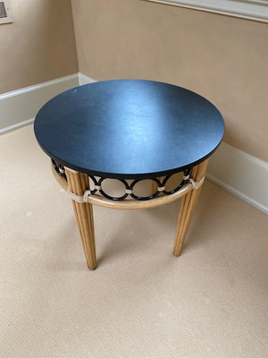 "McGuire" Bamboo Rattan Style Marble Top Side Table