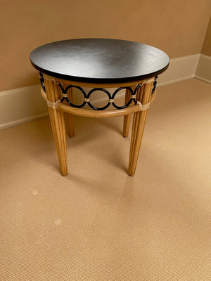 "McGuire" Bamboo Rattan Style Marble Top Side Table